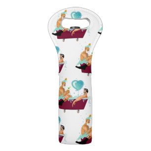 SlipperyJoe's two gay men love cartoon bathtub soa Wine Bag