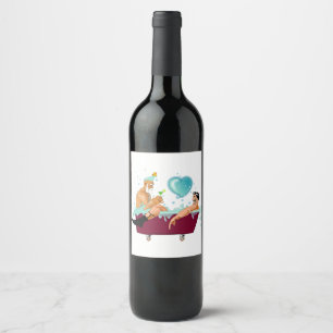 SlipperyJoe's two gay men love cartoon bathtub soa Wine Label