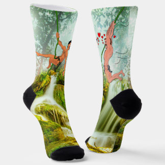 SlipperyJoe's two hairy men kissing hearts cartoon Socks