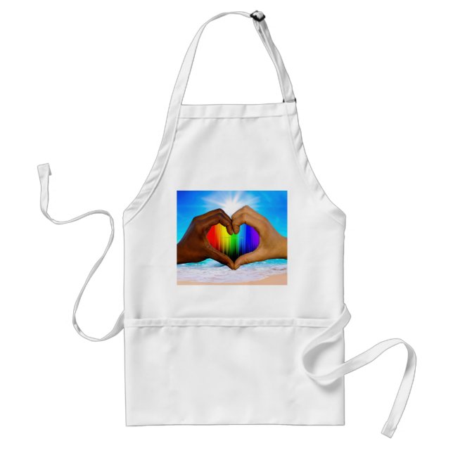 SlipperyJoe's two Hearted hands interracial male h Adult Apron (Front)