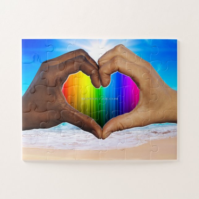 SlipperyJoe's two Hearted hands interracial male h Jigsaw Puzzle (Horizontal)