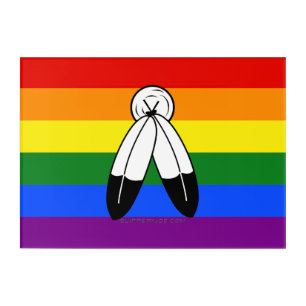 SlipperyJoe's two-spirit pride flag Indigenous sym Acrylic Print