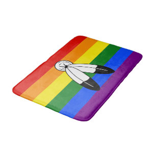 SlipperyJoe's two-spirit pride flag Indigenous sym Bath Mat