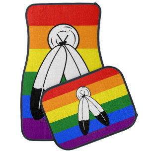 SlipperyJoe's two-spirit pride flag Indigenous sym Car Floor Mat
