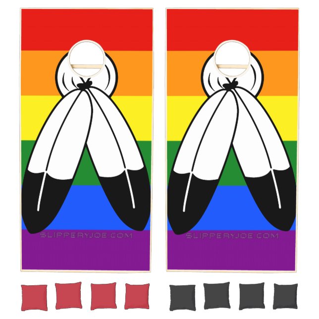 SlipperyJoe's two-spirit pride flag Indigenous sym Cornhole Set (Set)