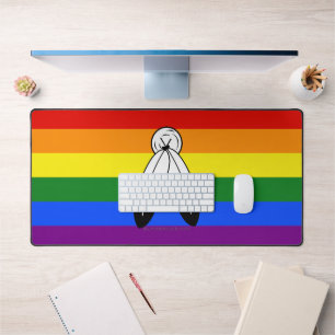 SlipperyJoe's two-spirit pride flag Indigenous sym Desk Mat