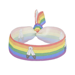 SlipperyJoe's two-spirit pride flag Indigenous sym Elastic Hair Tie