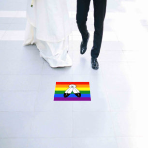 SlipperyJoe's two-spirit pride flag Indigenous sym Floor Decals