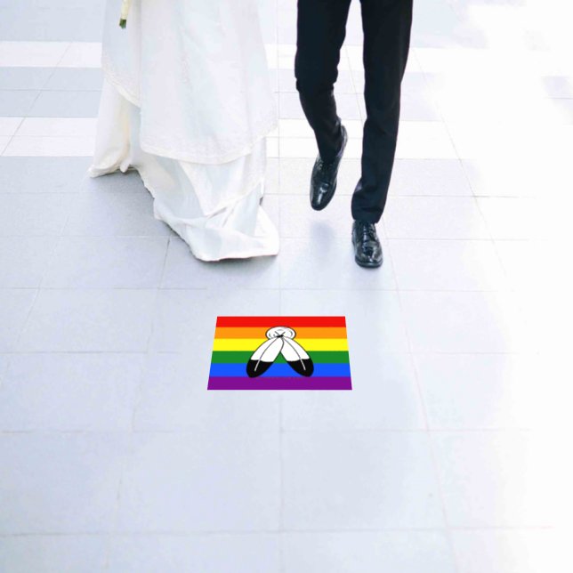 SlipperyJoe's two-spirit pride flag Indigenous sym Floor Decals (Wedding)
