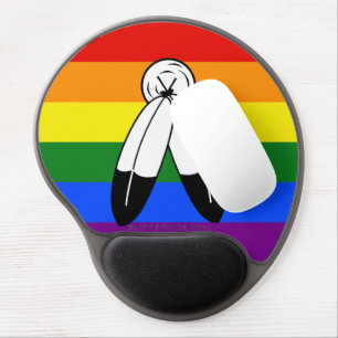 SlipperyJoe's two-spirit pride flag Indigenous sym Gel Mouse Pad