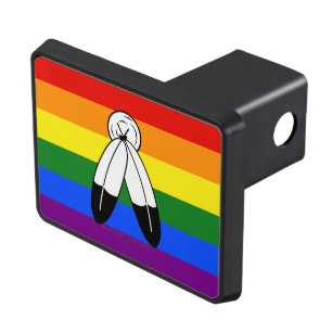 SlipperyJoe's two-spirit pride flag Indigenous sym Hitch Cover