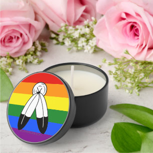 SlipperyJoe's two-spirit pride flag Indigenous sym Mini Candle Favors