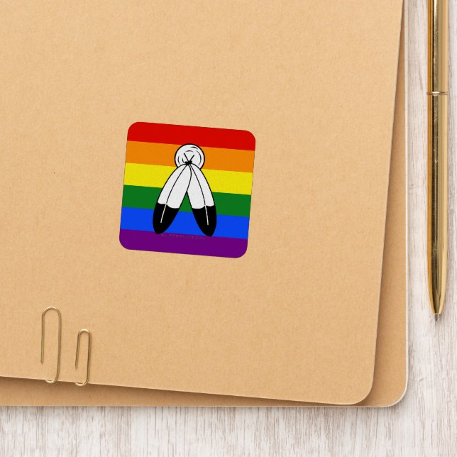 SlipperyJoe's two-spirit pride flag Indigenous sym Patch (On Folder)