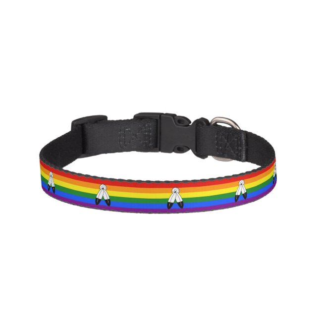 SlipperyJoe's two-spirit pride flag Indigenous sym Pet Collar (Front)