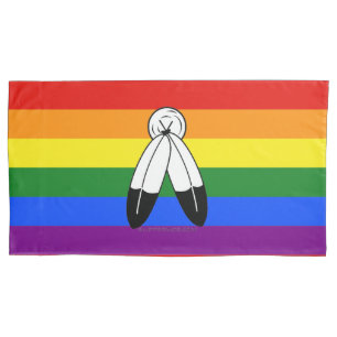SlipperyJoe's two-spirit pride flag Indigenous sym Pillow Case