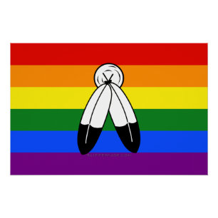 SlipperyJoe's two-spirit pride flag Indigenous sym Poster