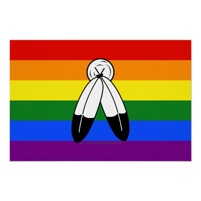 SlipperyJoe's two-spirit pride flag Indigenous sym Poster (Front)