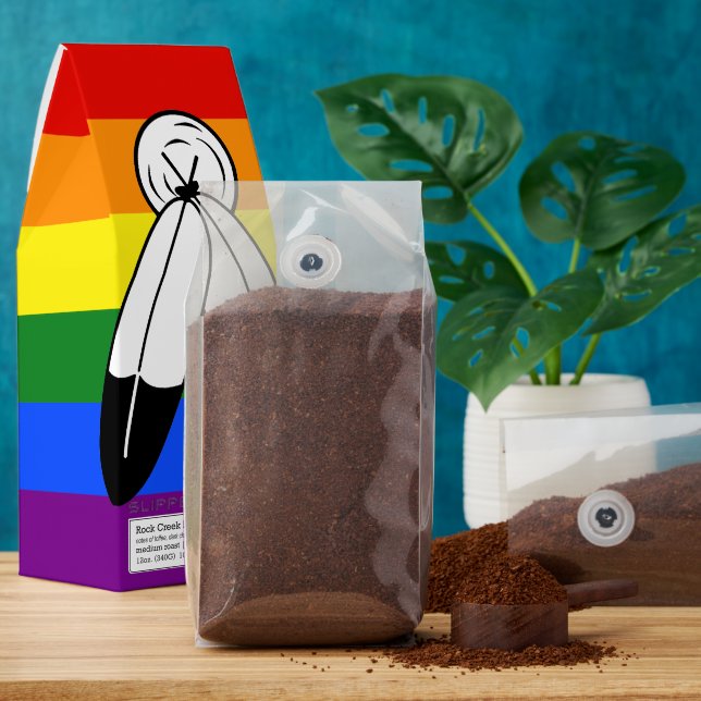 SlipperyJoe's two-spirit pride flag Indigenous sym Roasted Coffee (Ground)
