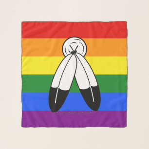 SlipperyJoe's two-spirit pride flag Indigenous sym Scarf