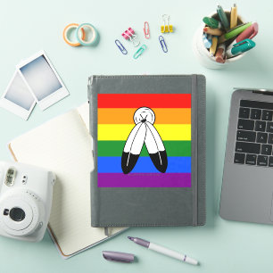 SlipperyJoe's two-spirit pride flag Indigenous sym Sticker