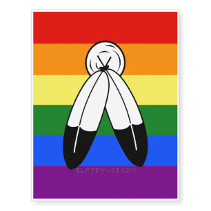 SlipperyJoe's two-spirit pride flag Indigenous sym Temporary Tattoos