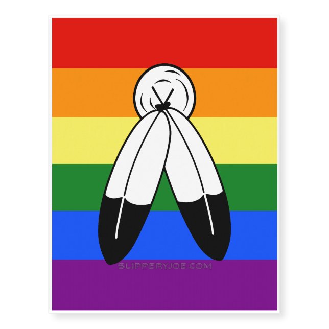 SlipperyJoe's two-spirit pride flag Indigenous sym Temporary Tattoos (Front)