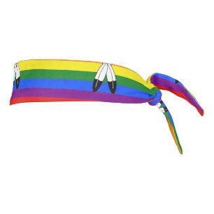 SlipperyJoe's two-spirit pride flag Indigenous sym Tie Headband