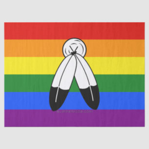 SlipperyJoe's two-spirit pride flag Indigenous sym Tissue Paper