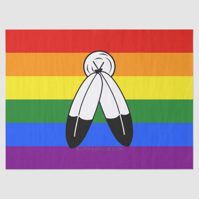 SlipperyJoe's two-spirit pride flag Indigenous sym Tissue Paper (Front)