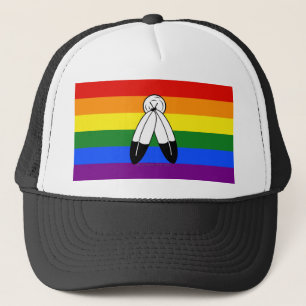 SlipperyJoe's two-spirit pride flag Indigenous sym Trucker Hat