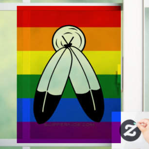 SlipperyJoe's two-spirit pride flag Indigenous sym Window Cling
