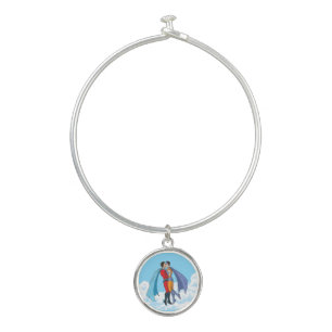 Slipperyjoe's two superheroes kissing characters f bangle bracelet