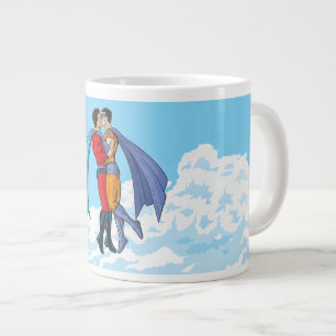 Slipperyjoe's two superheroes kissing characters f giant coffee mug