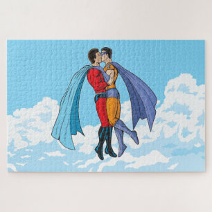 Slipperyjoe's two superheroes kissing characters f jigsaw puzzle