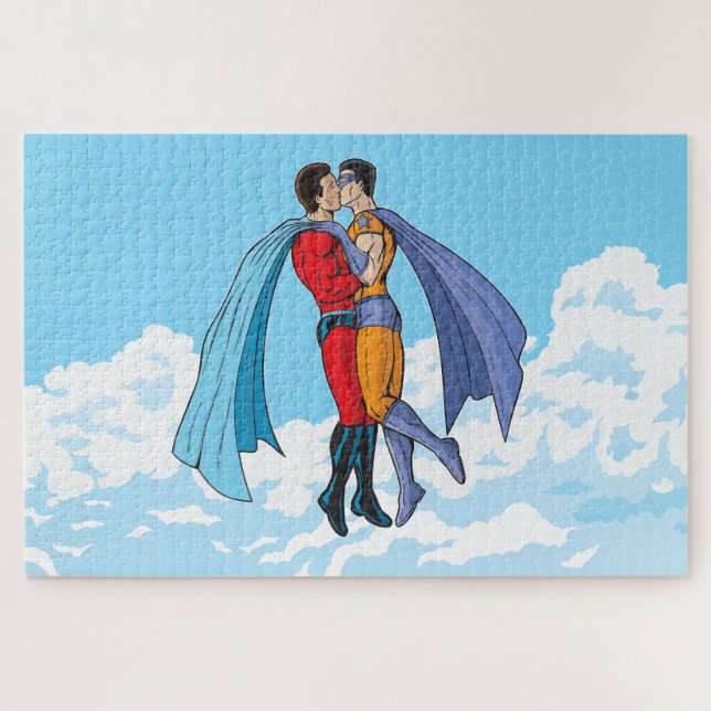 Slipperyjoe's two superheroes kissing characters f jigsaw puzzle (Horizontal)