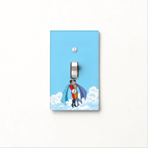 Slipperyjoe's two superheroes kissing characters f light switch cover