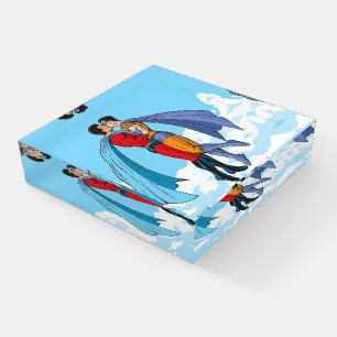 Slipperyjoe's two superheroes kissing characters f paperweight