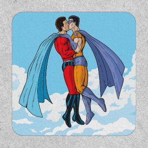 Slipperyjoe's two superheroes kissing characters f patch