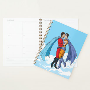 Slipperyjoe's two superheroes kissing characters f planner