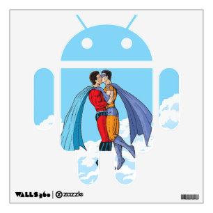 Slipperyjoe's two superheroes kissing characters f wall decal