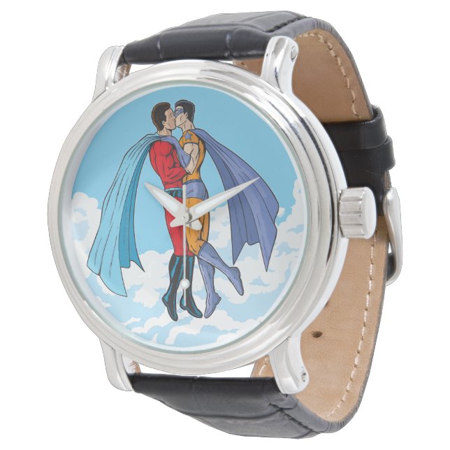 Slipperyjoe's two superheroes kissing characters f watch (Angled)