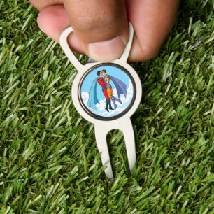 SlipperyJoe's two superheroes kissing flying carto Divot Tool