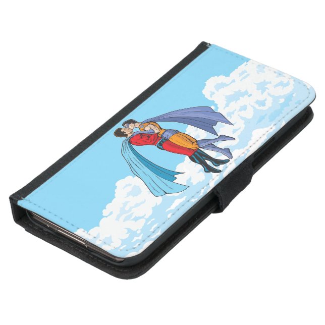 SlipperyJoe's two superheroes kissing flying carto Samsung Galaxy Wallet Case (Bottom)