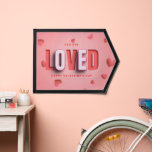 SlipperyJoe's Valentine's Day gifts romantic tone  Pennant<br><div class="desc">SlipperyJoe's Valentine's Day gifts romantic tone scattered heart shapes expressing love appreciation uplifting inclusive and affectionate tone vibrant celebratory graphic warmth affection soft pink canvas background you are loved text LGBTQIA white letters red outlines shadow artistic three-dimensional standout effect playful 3D-elements bold typography</div>