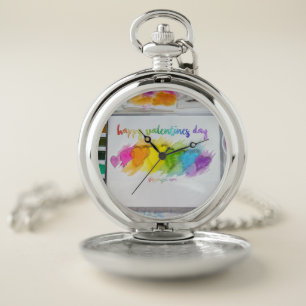 SlipperyJoe's Valentine's Day sentiment LGBTQ+ gay Pocket Watch