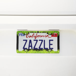 SlipperyJoe's Vegan feminist grass word block lett License Plate Frame