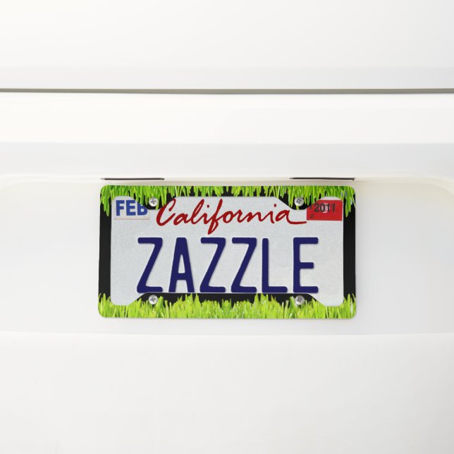 SlipperyJoe's Vegan feminist grass word block lett License Plate Frame (On Car)