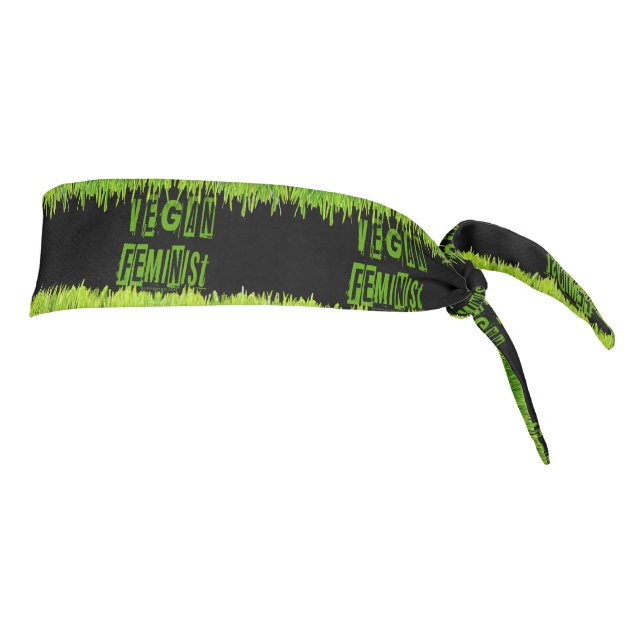 SlipperyJoe's Vegan feminist grass word block lett Tie Headband (Rotate 90)