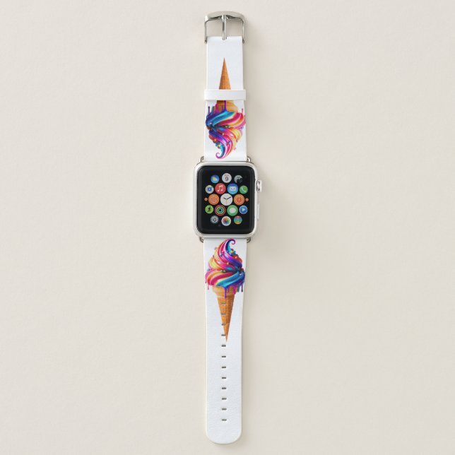 SlipperyJoe's vibrant ice cream cone food classic  Apple Watch Band (Front)