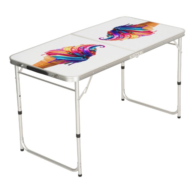 SlipperyJoe's vibrant ice cream cone food classic  Beer Pong Table (Angled)